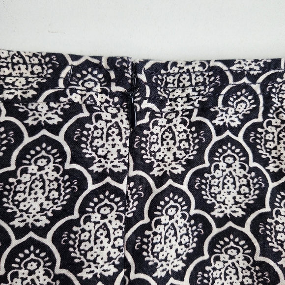 Ann Taylor Loft Womens Linen Blend A Line Skirt Back Zip Black Cream Print Sz 4 - Picture 11 of 11